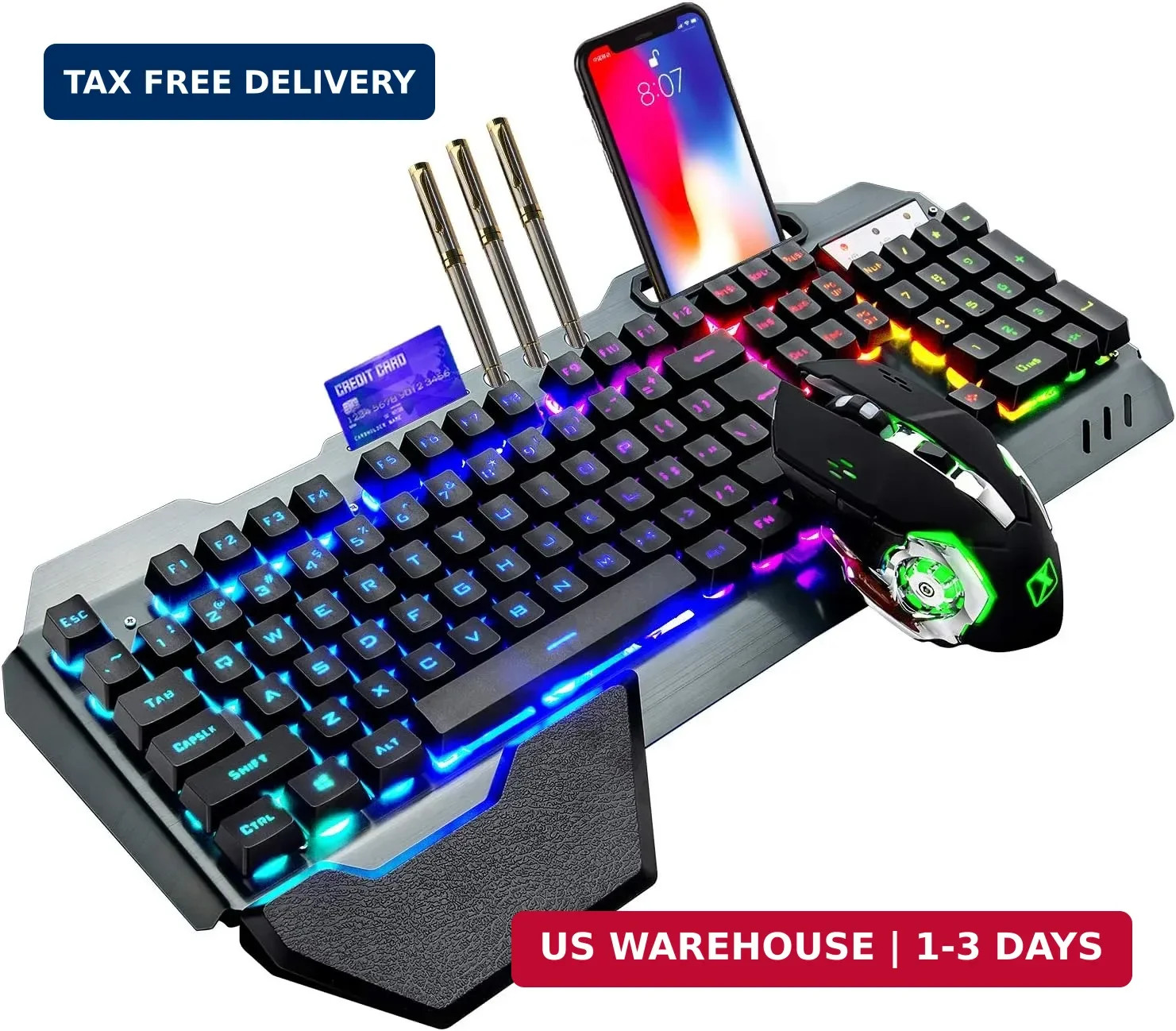 Teclado Y Mouse Inalambrico Gamer Razer Croma Gaming Iluminacion Teclas Para Pc