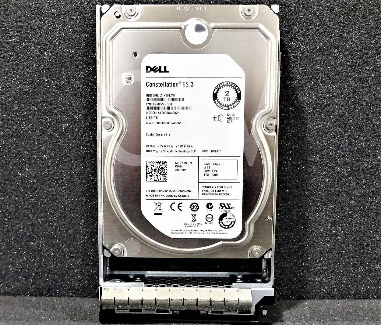 DELL ES.3 1P7DP ST2000NM0023 2TB 7.2K RPM 6Gbps 3.5" SAS HDD Hard Drive W/R Tray