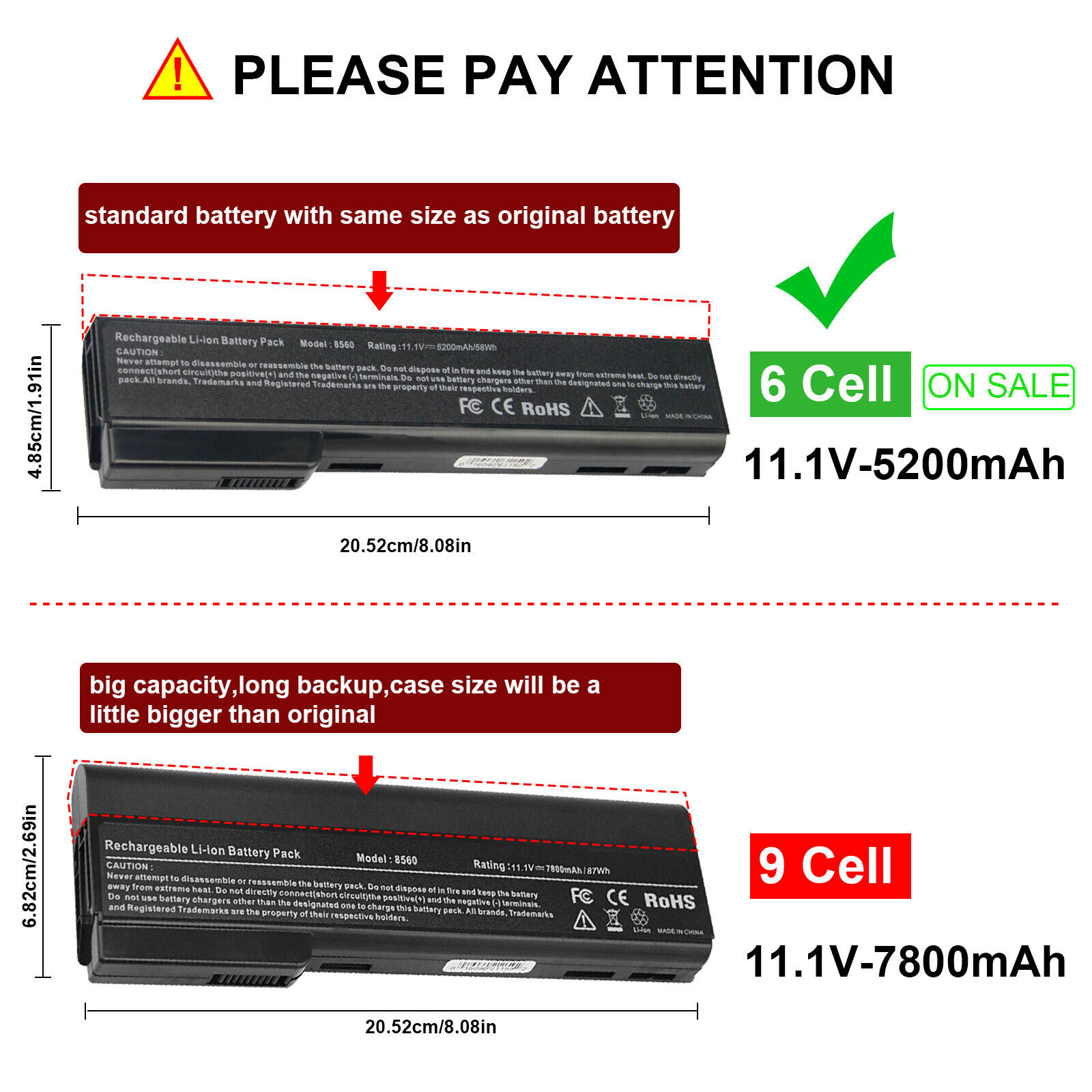 9 Cell Battery for HP ProBook 6360b 6460b 6465b 6470b 6475b 6560b 6565b 6570b