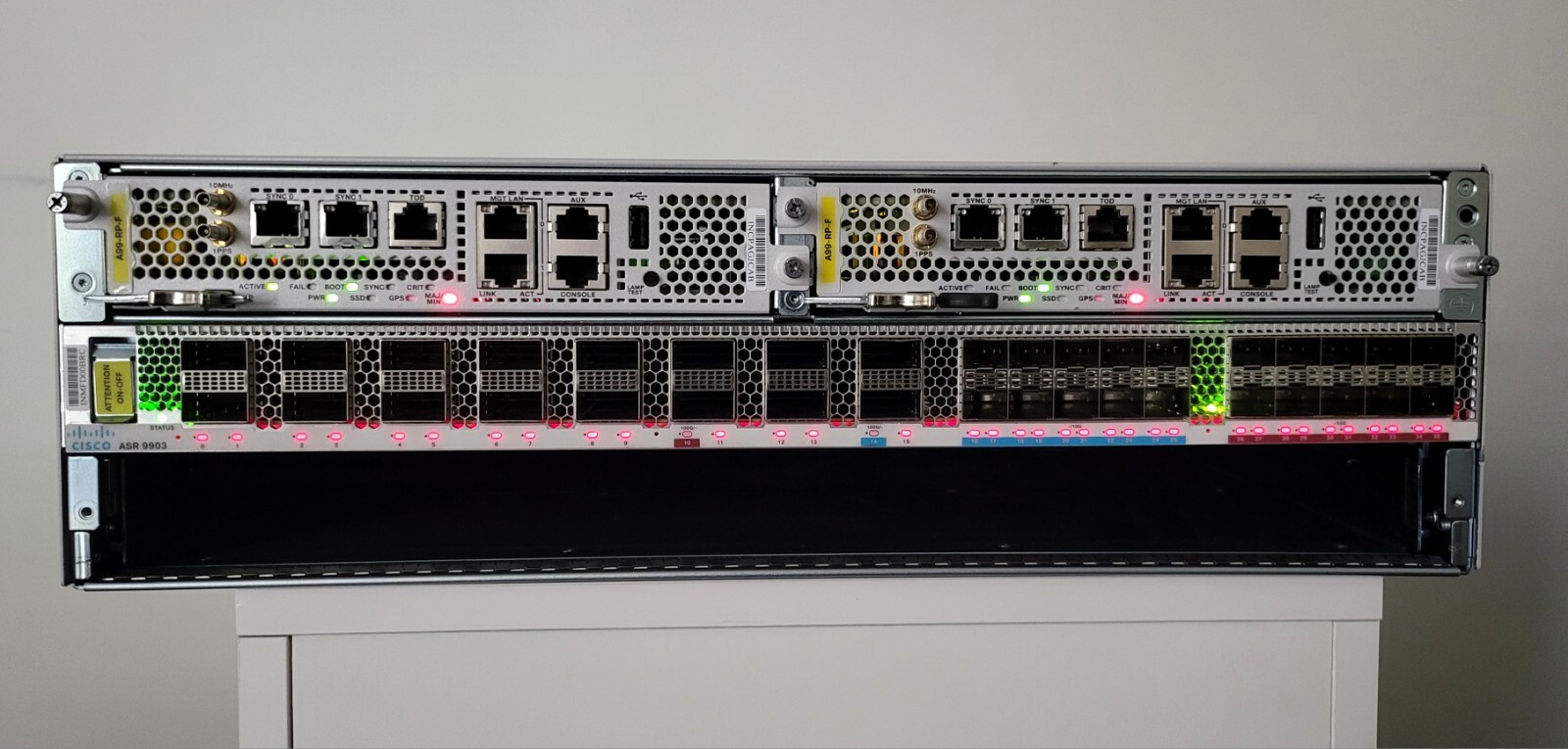 CISCO ASR-9903 with two Router Processors, It comes with 4 DC power & 4 Fan.