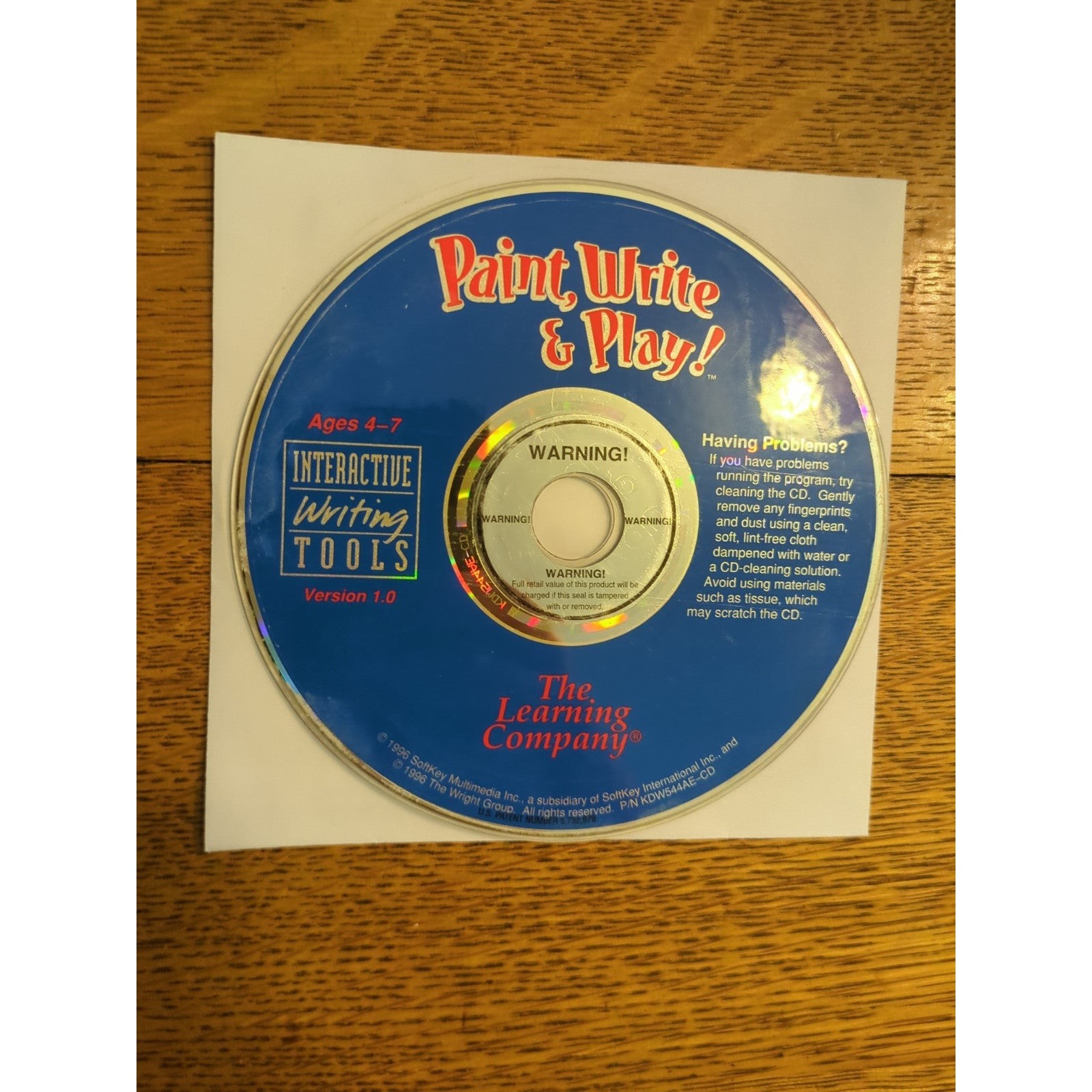 The Learning Company Paint Write and Play PC CD Rom Disc Only