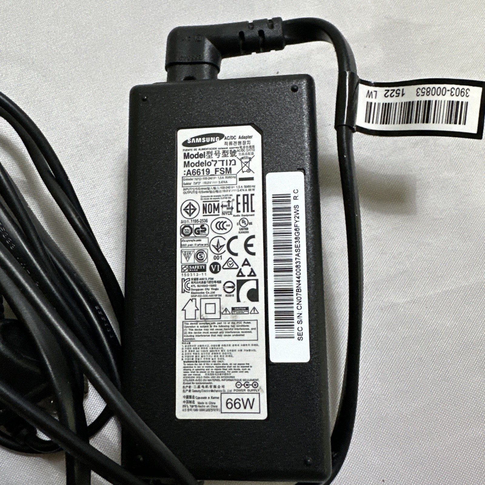 Samsung A5919_FSM AC Adapter 19V 3.17A 59W OEM Power Supply Tested Working