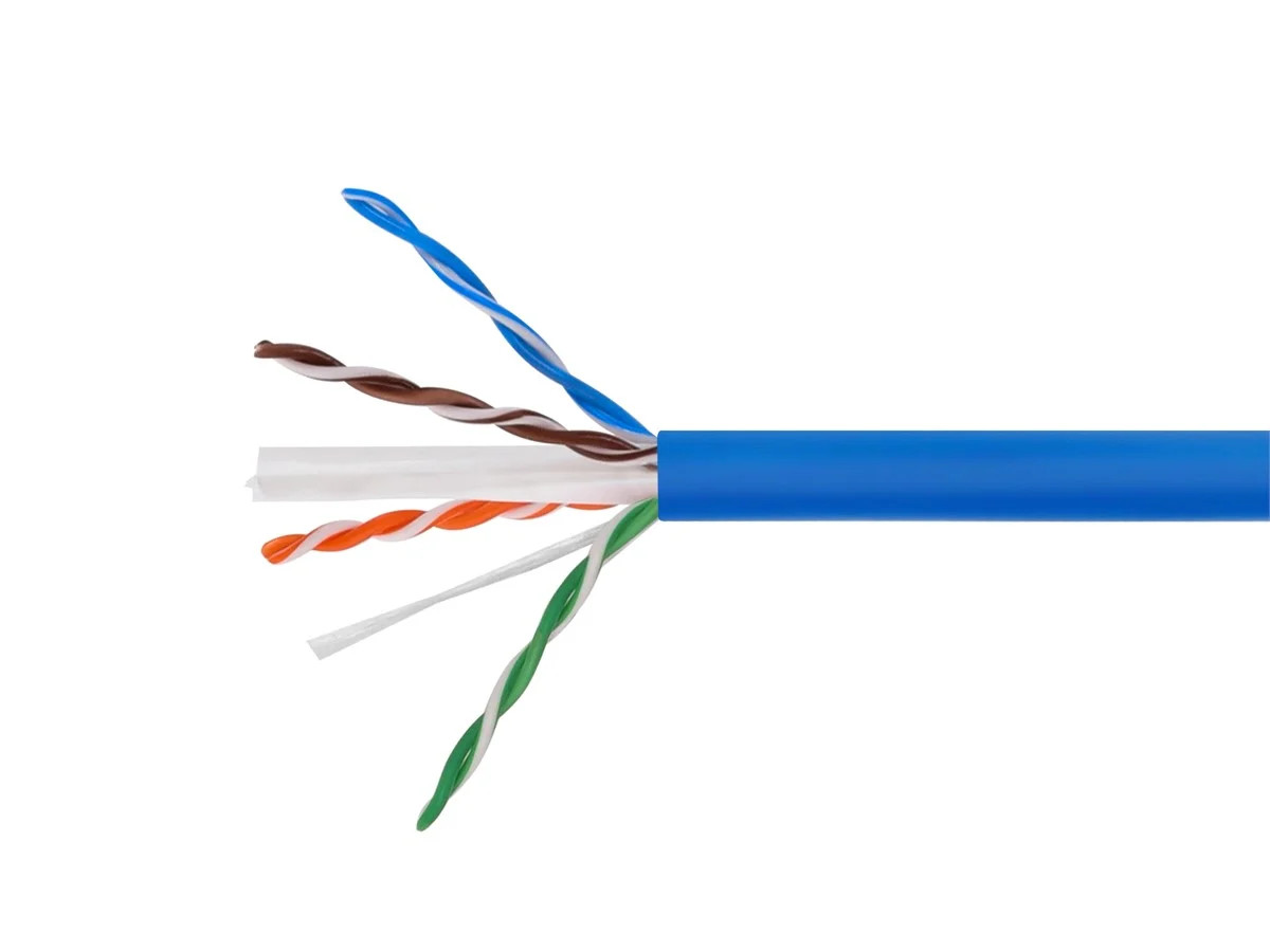 Cat6 Ethernet Bulk Cable - Stranded, UTP, CM, Bare Copper, 24AWG, 250ft, Blue