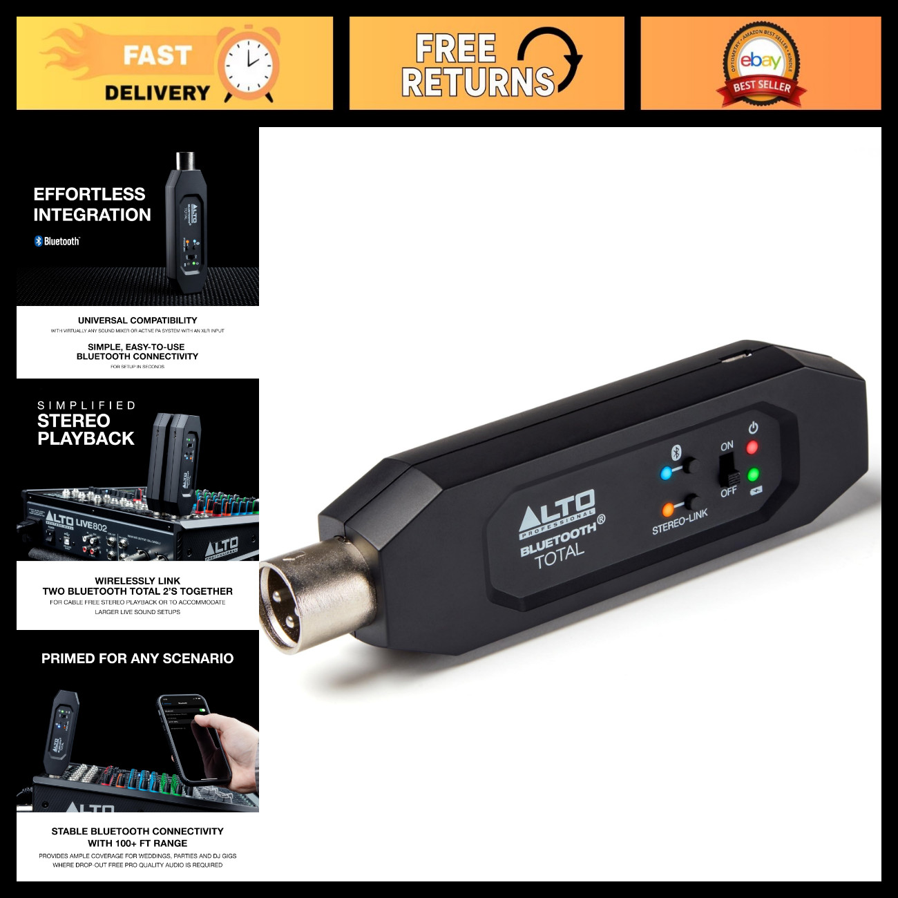 Bluetooth Audio Receiver with XLR Output, Wireless Music Streaming Adapter