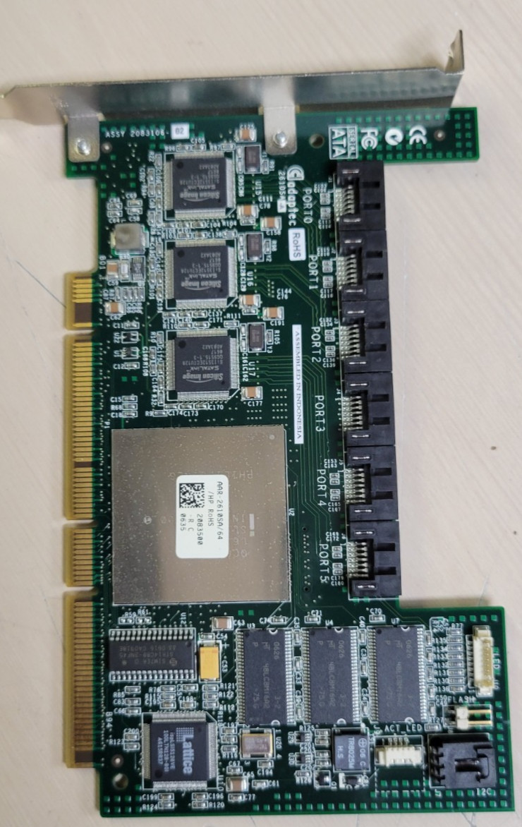 Adaptec AAR-2610SA 64MB Dell 4 PCI-X 6 Port SATA Raid Controller Card