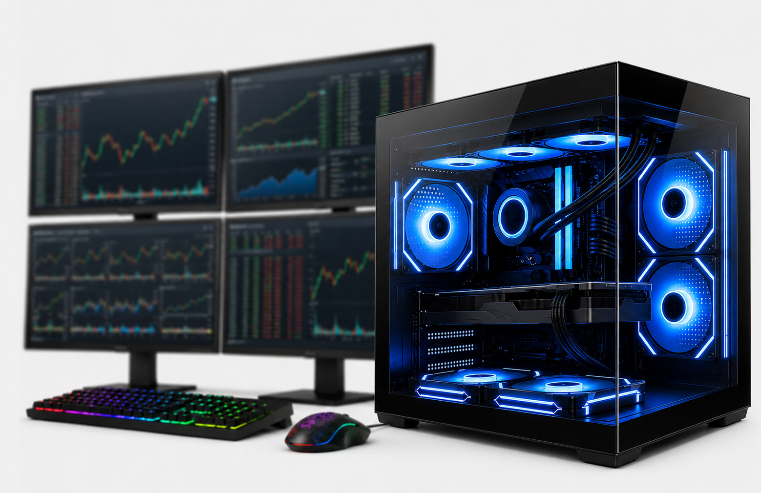 ARGB Desktop Trading PC 8th 16GB 512GB SSD M2000 4 Display Multi Monitor Win11