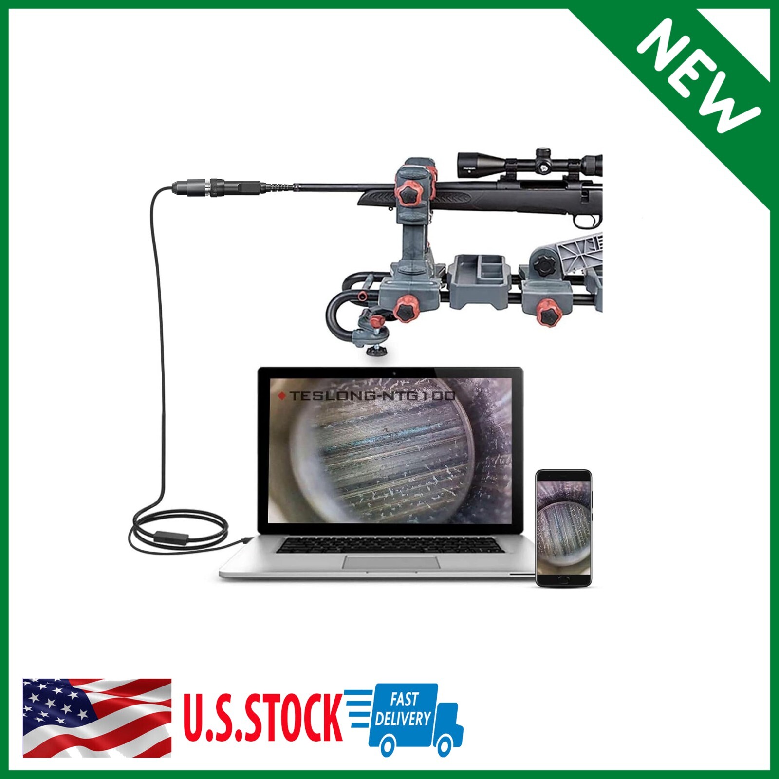 Teslong Rifle Borescope, Bore Camera Gun Cleaning Camera - Fits .20 Caliber & La