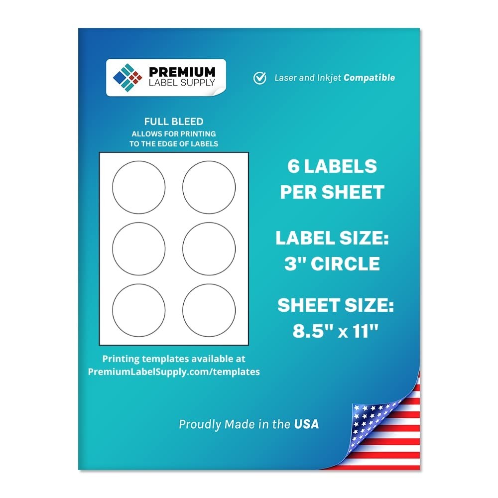 Round Sticker Labels 3 Adhesive White 150 Laser Inkjet Compatible Premium Supply