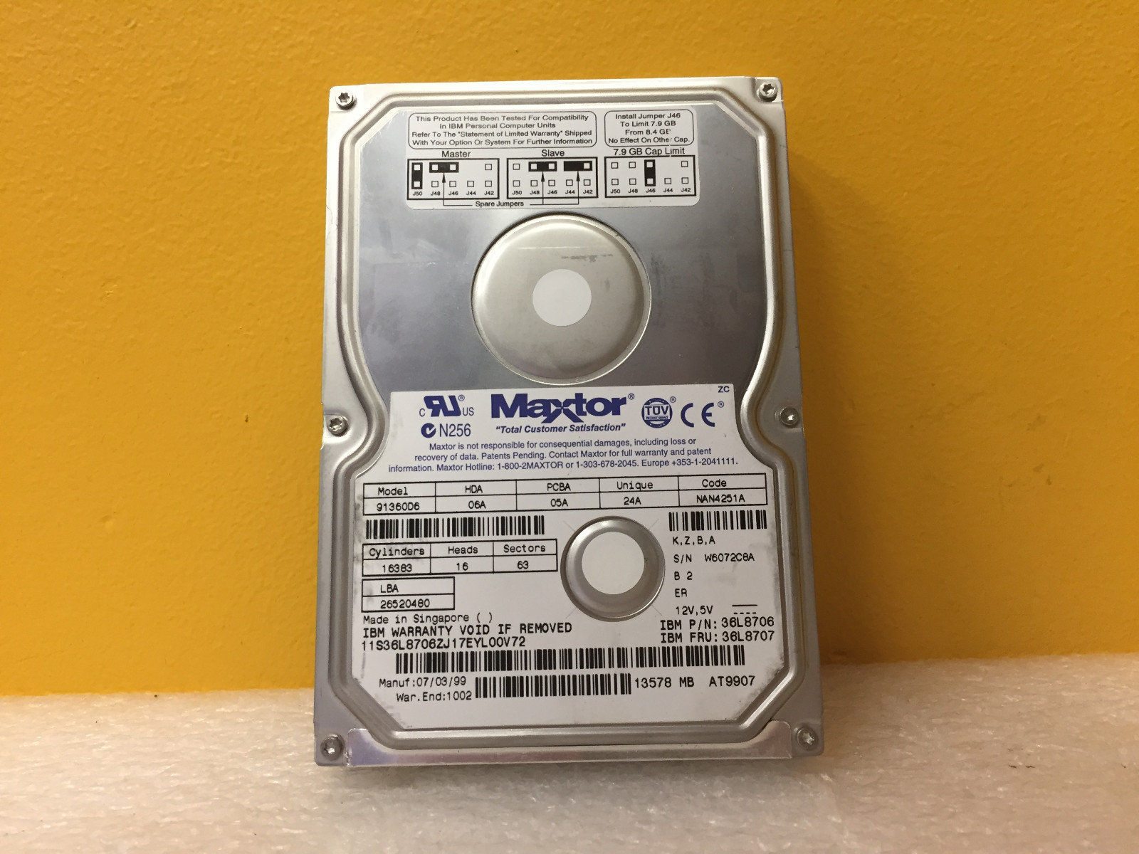 Maxtor 91360D6 13.6 GB 7200 RPM Ultra ATA / IDE Interface 3.5" Hard Drive