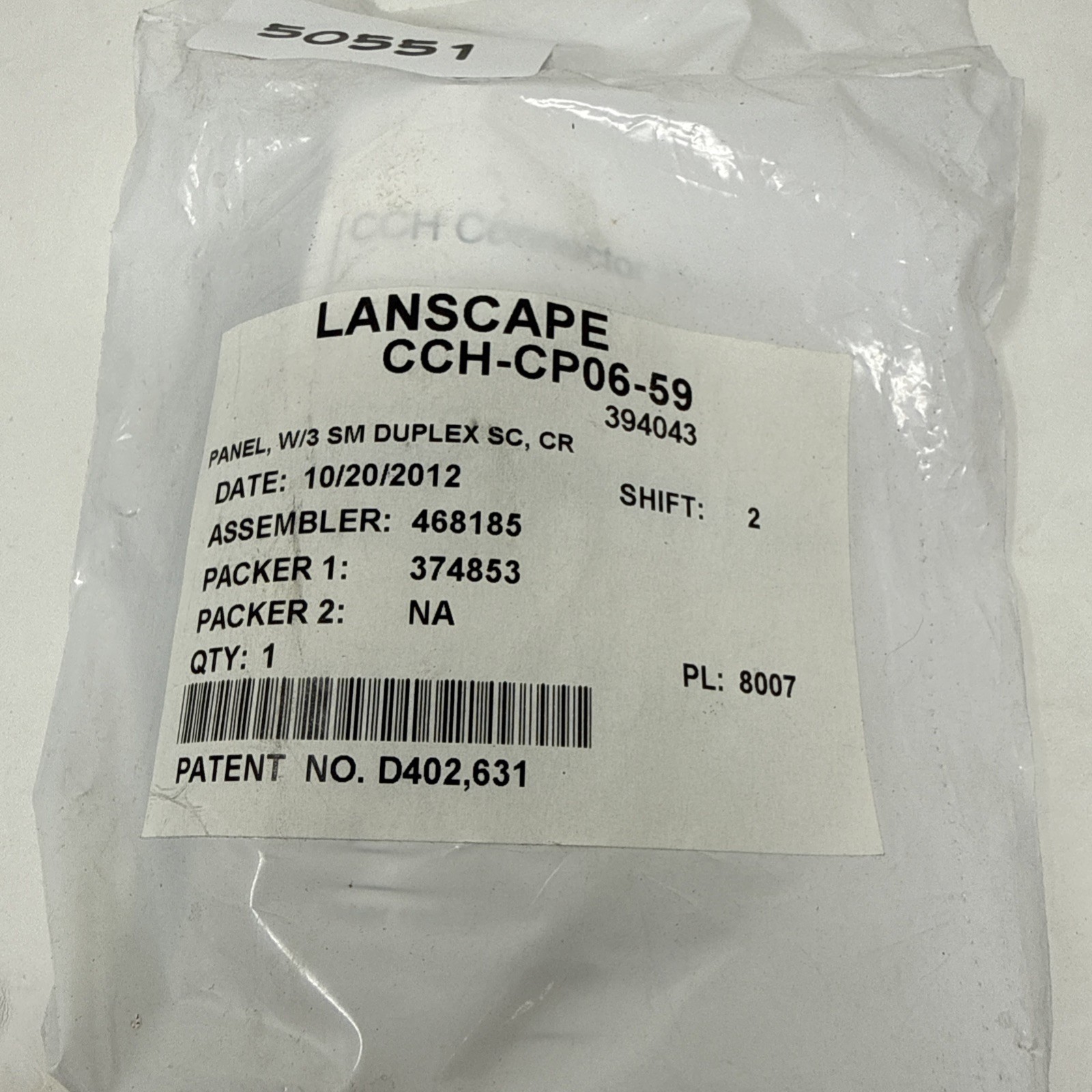 Corning CCH-CP06-59 Closet Connector housing Panel  Optical Fiber Cable SC-SC 