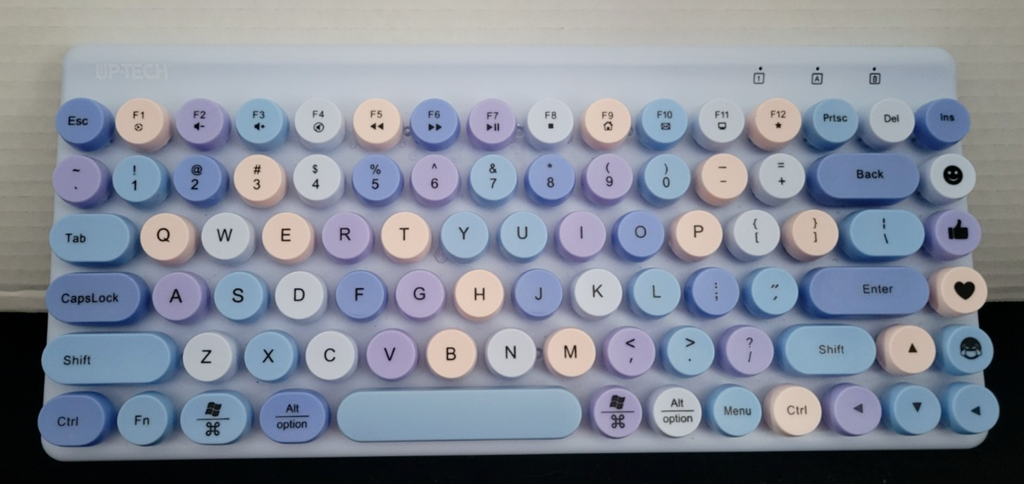 UP-Tech Retro Emoji round keys Wireless Keyboard Blue Untested