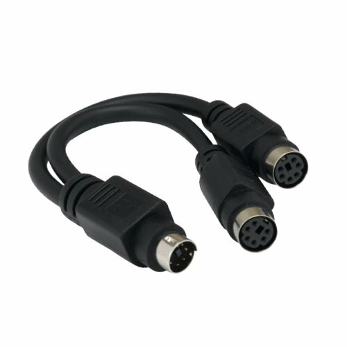 KNTK 6 inch Mini DIN6 Male to 2x MDIN 6 Female Cable PS/2 Keyboard Mouse to PC