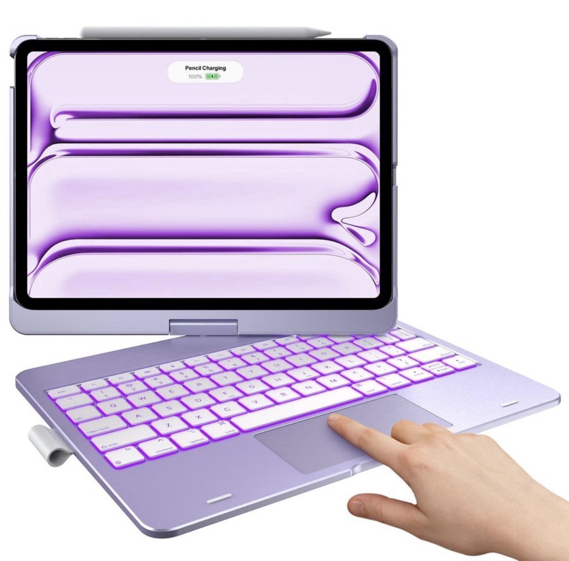 Light Purple 360° Rotatable Touch Keyboard Case for iPad Pro 11" with Trackpad