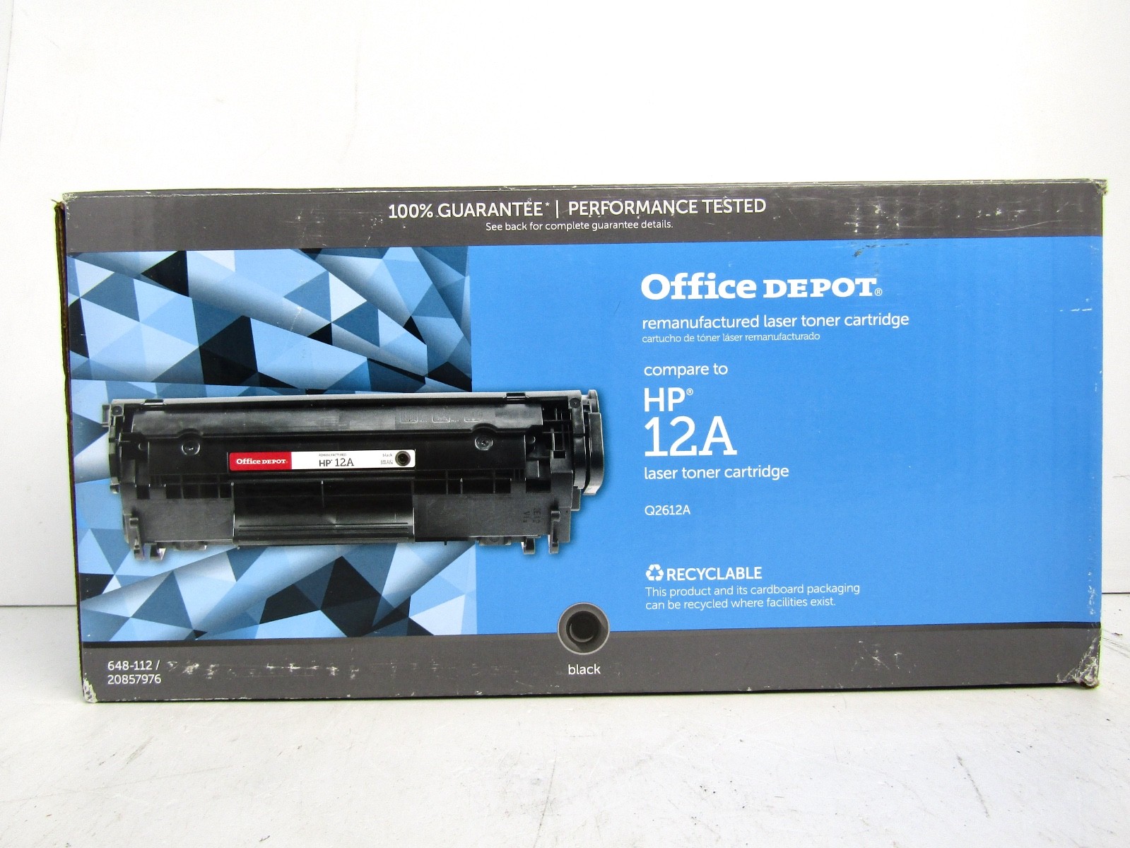 New Office Depot Reman Toner Cartridge Replaces Compatible HP 12A, Black