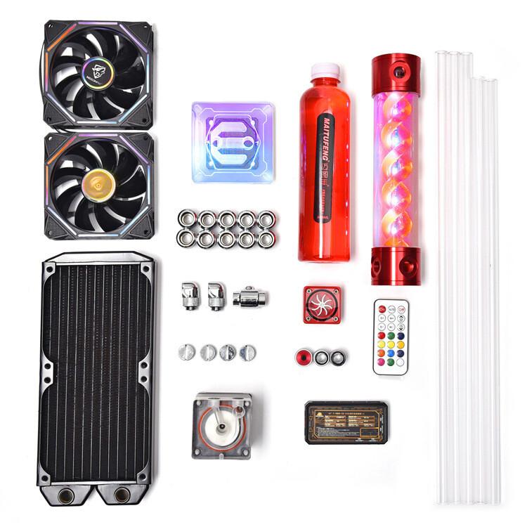 Water Cooling Kit 240mm Radiator Pump Reservoir CPU Block Tube w/Remote NEW