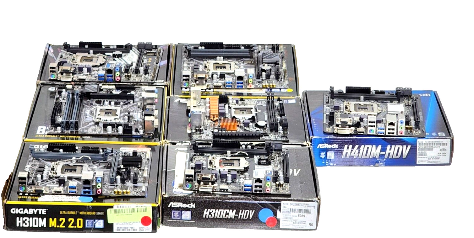 LOT OF-7-Asrock Gigabyte damaged Gaming motherboards B365M DS3H H110M-DGS H410M