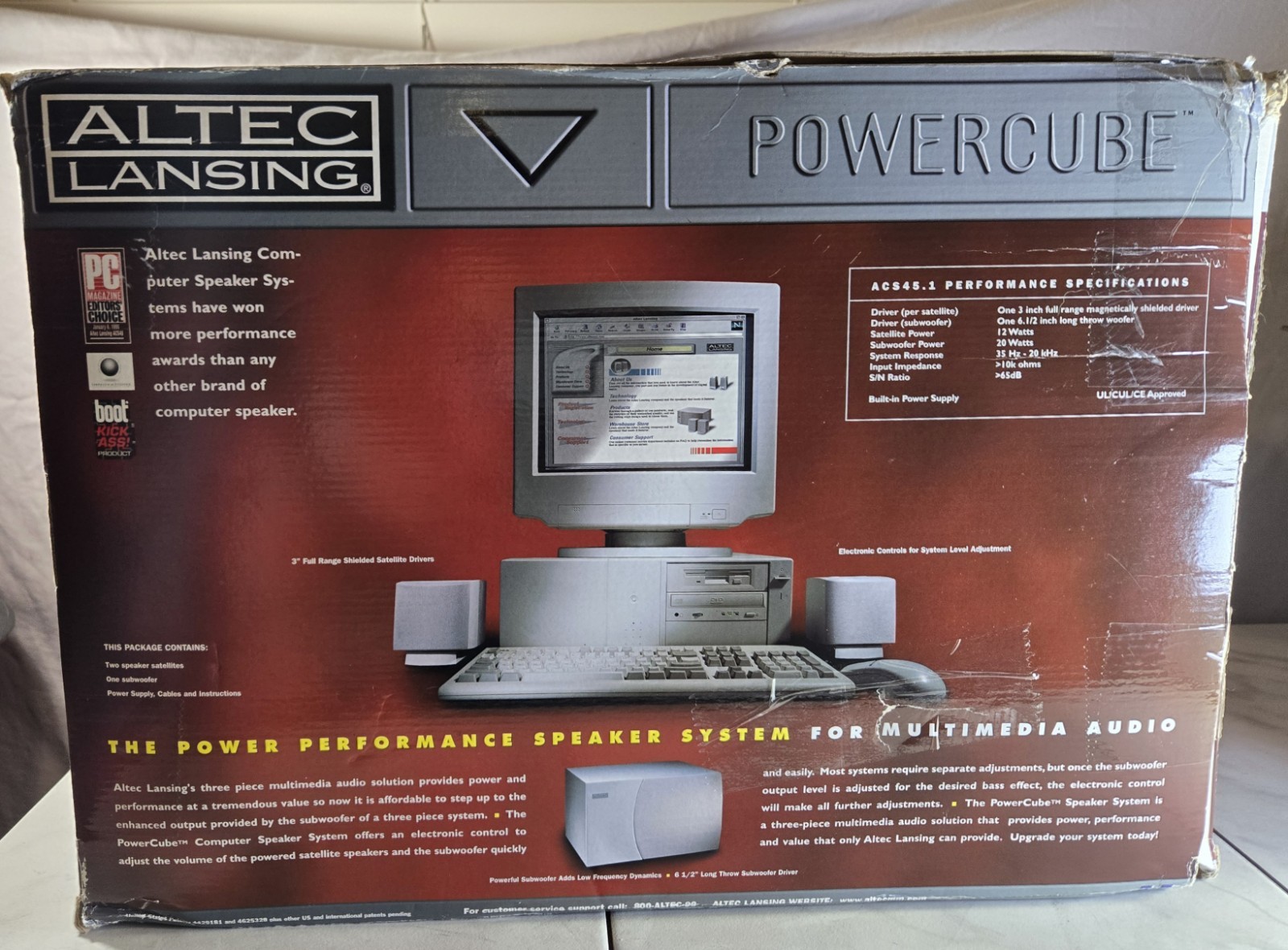 Altec Lansing PowerCube ACS45.1 Computer Speaker System CIB Tested Video Demo