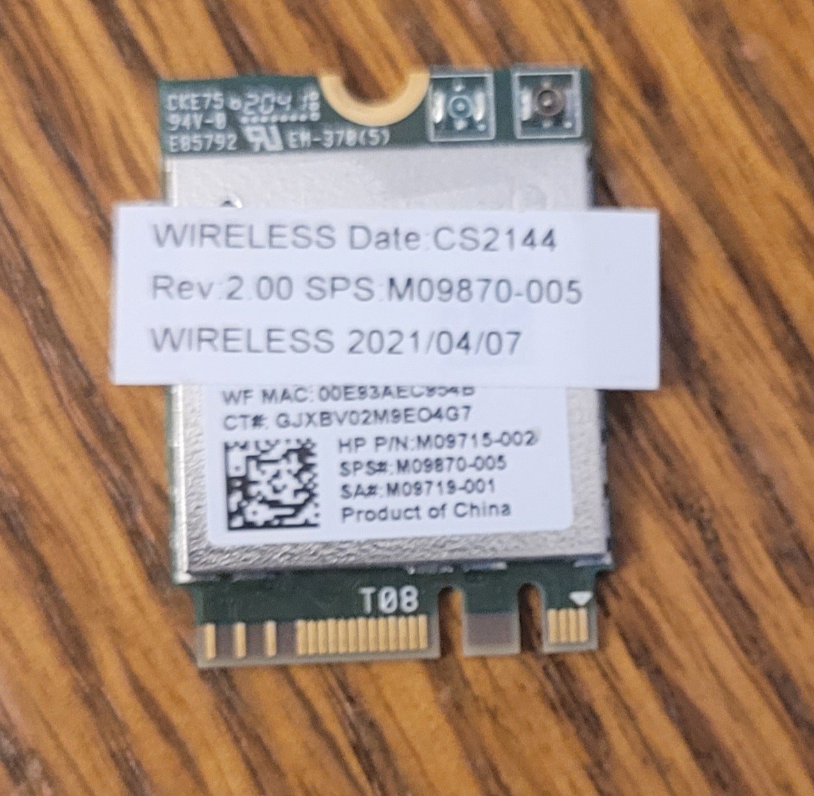 HP Reaktek 14 17 Ser Wireless WiFi Card RTL8821CE M09715-002 M09719-001 M09870