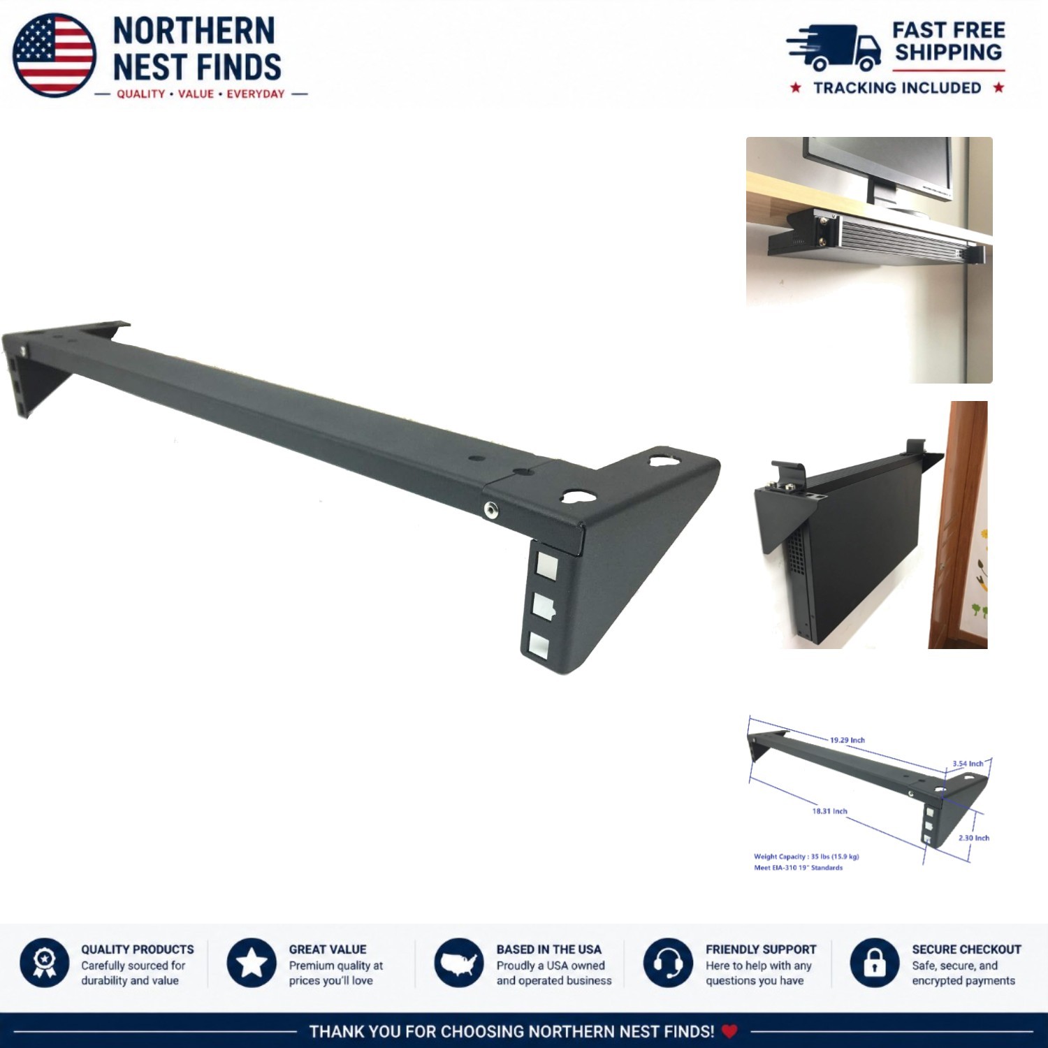 Assembled 1U Steel Vertical Rack - Effortless Installation for Home Offices