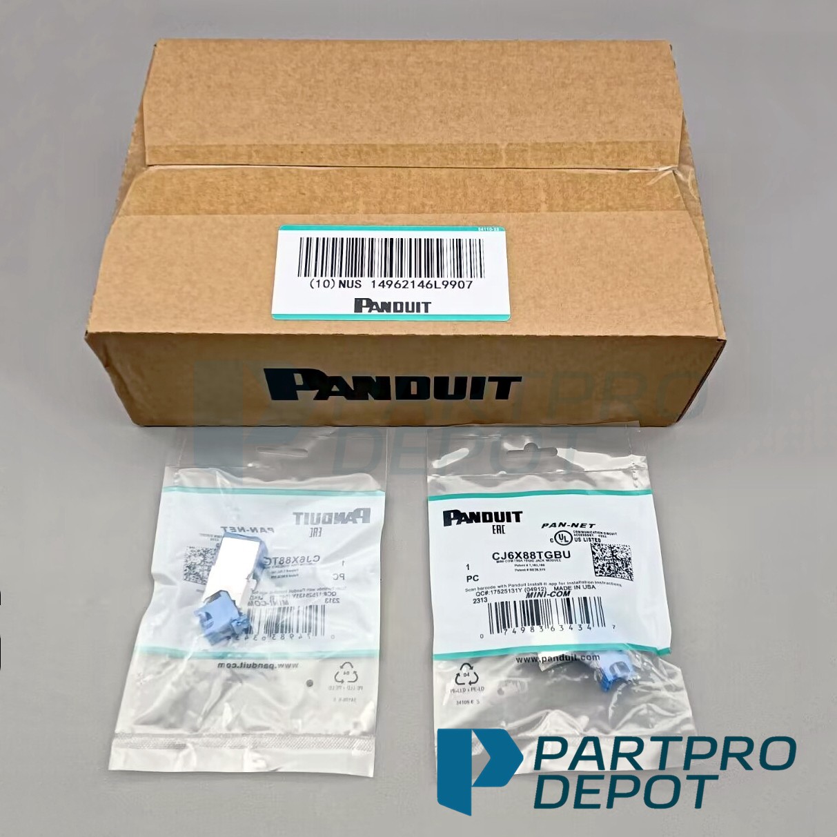 New CJ6X88TGBU (BOX OF 50) Fit Panduit Cat6a 10 Gig Mini-Com Jack Blue
