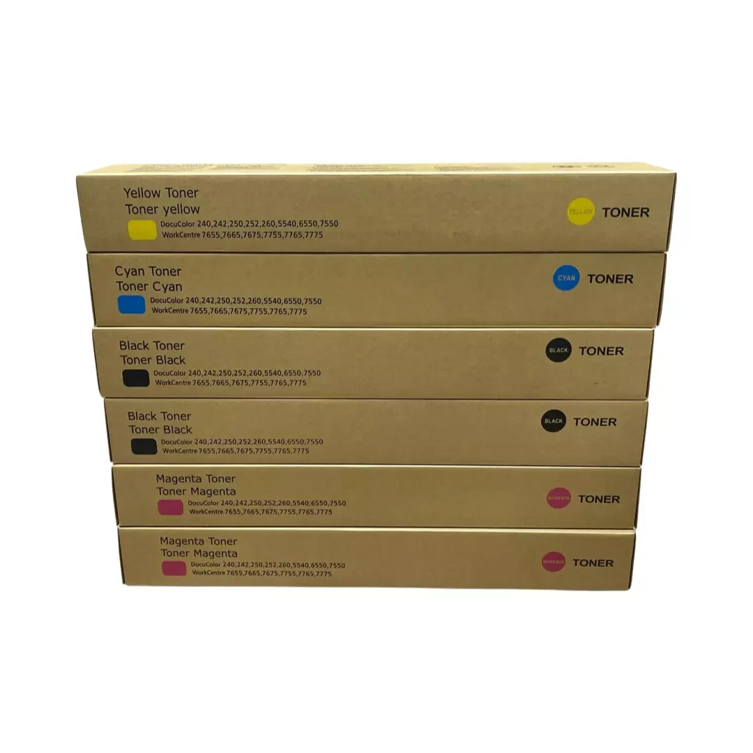 6 Pk Japan Replacement Toner for Xerox DC250 7665 250 240 242 260 2K, 2M, 2Y
