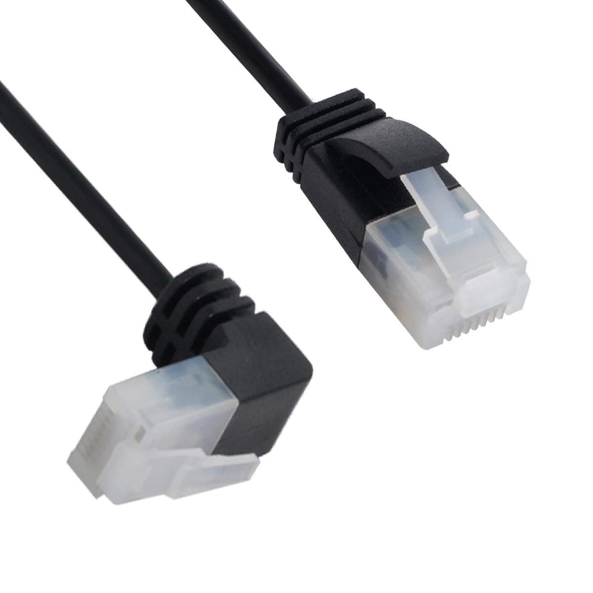 Ultra Slim Cat6 Ethernet Cable RJ45 Up Angled to Straight UTP Network Cable P...