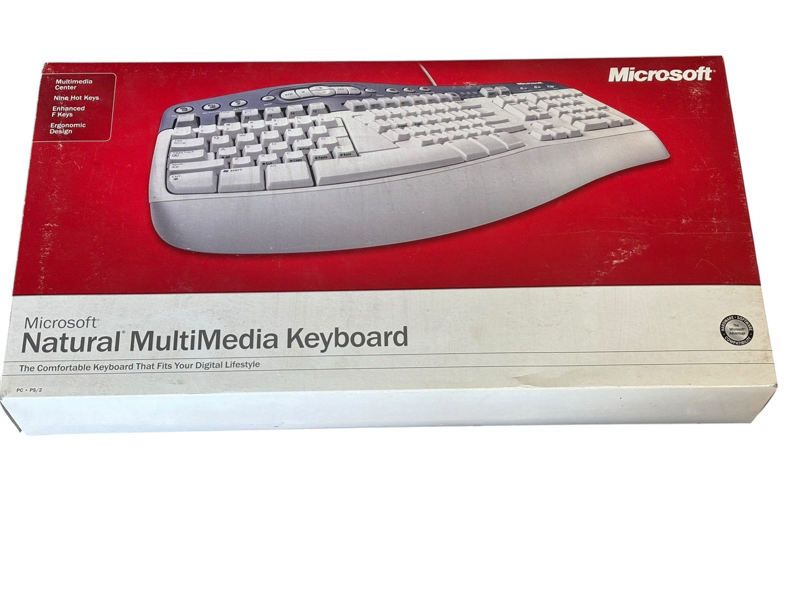 Microsoft Natural MultiMedia Keyboard K50-00100 PS/2 Ergonomic New Open Box NOS