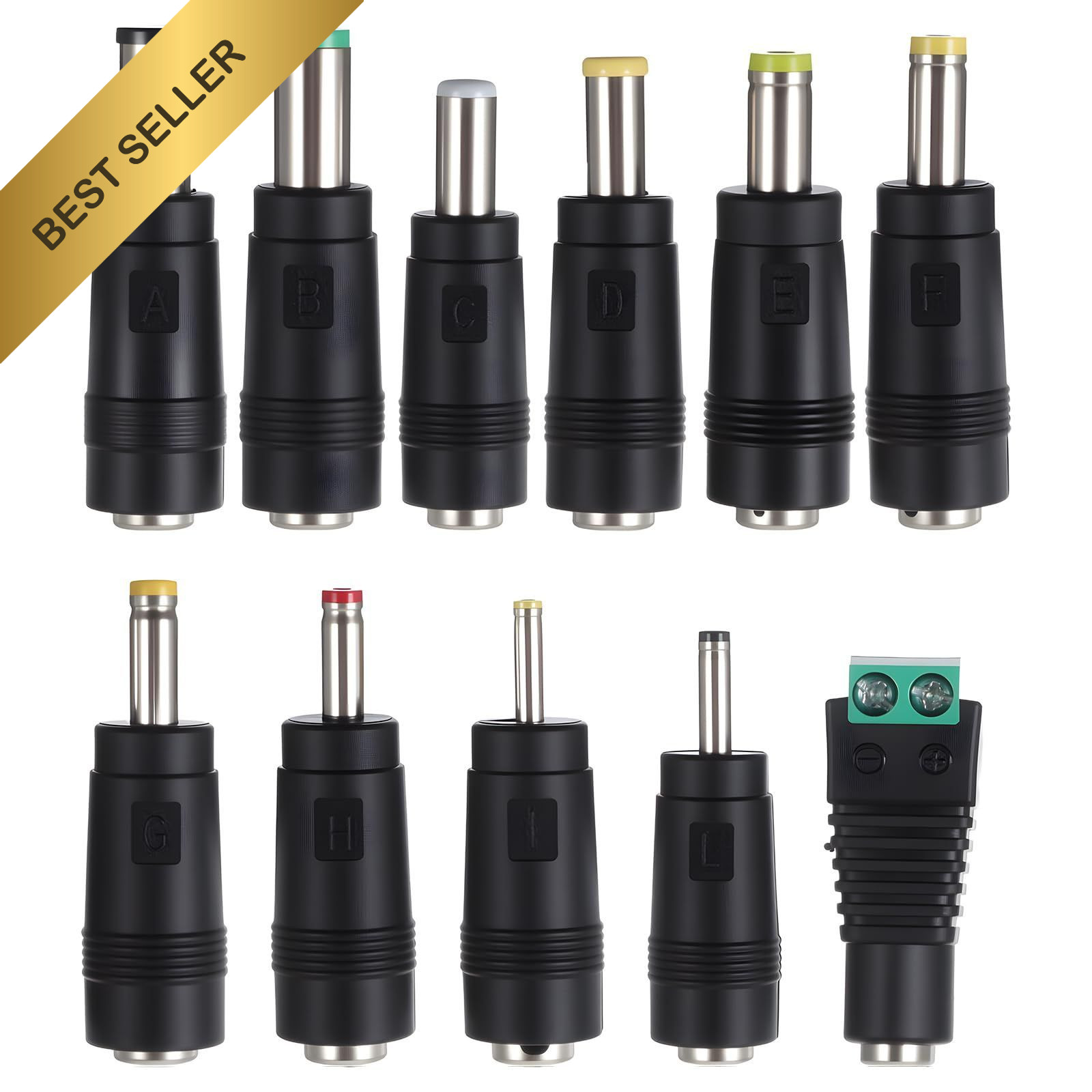 11Pcs 5.5mm x 2.1mm DC Power Adapter Tips Universal Charger Connector Kit