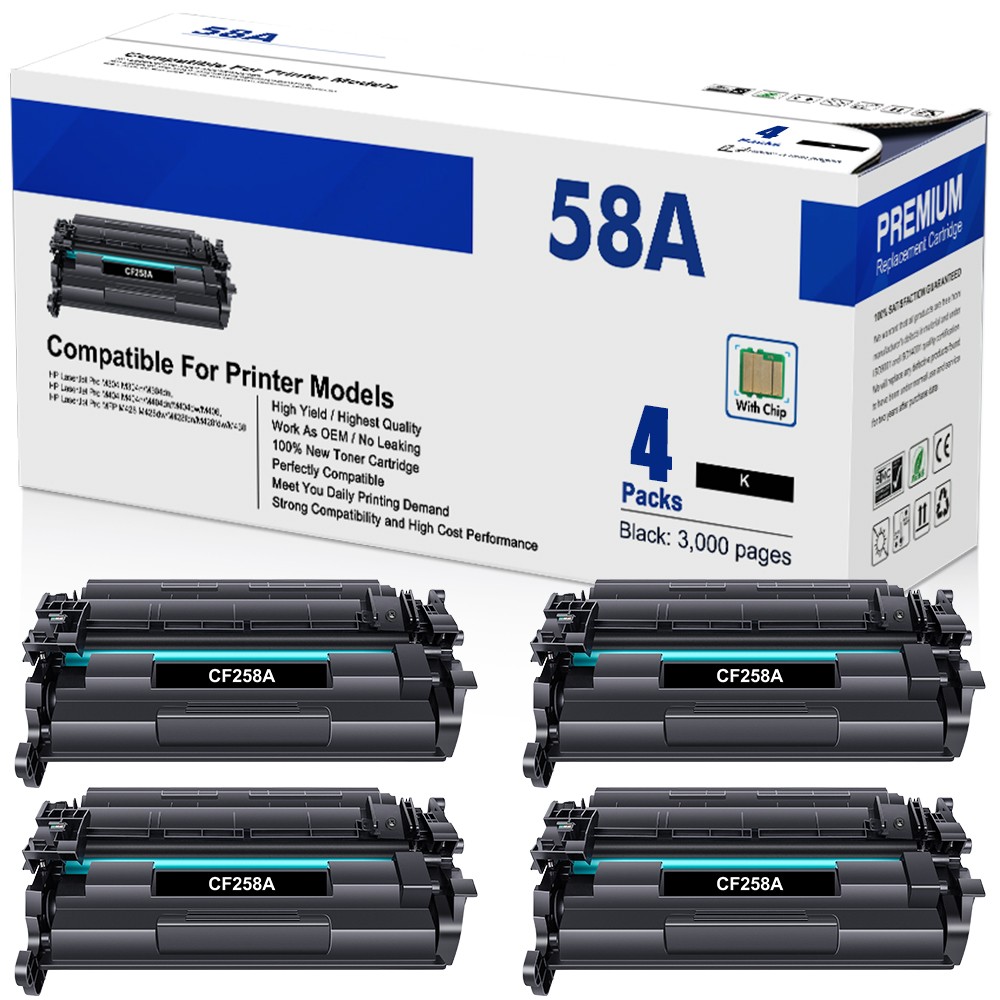 4PK CF258A 58A Toner Cartridge With Chip for HP LaserJet Pro MFP M428 M428fdw