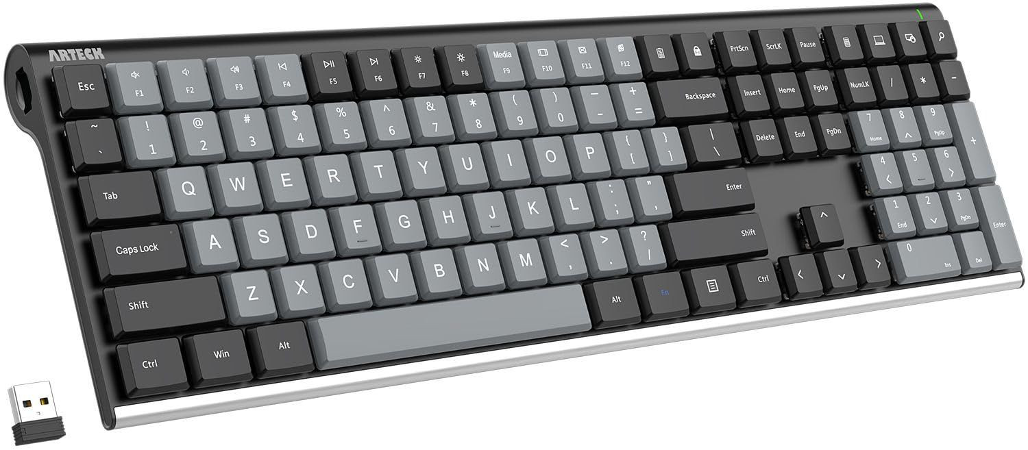 Arteck Mechanical 2.4G USB Wireless Performance Keyboard, Tacktile Black