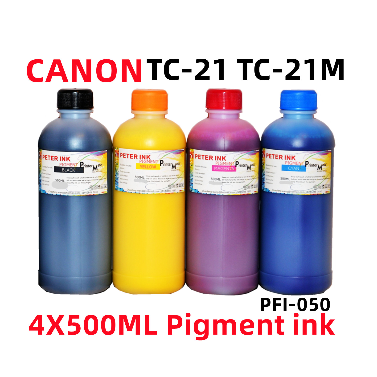 4X500ML Pigment Ink refills CANON imagePROGRAF TC-21 TC-21M PFI-050