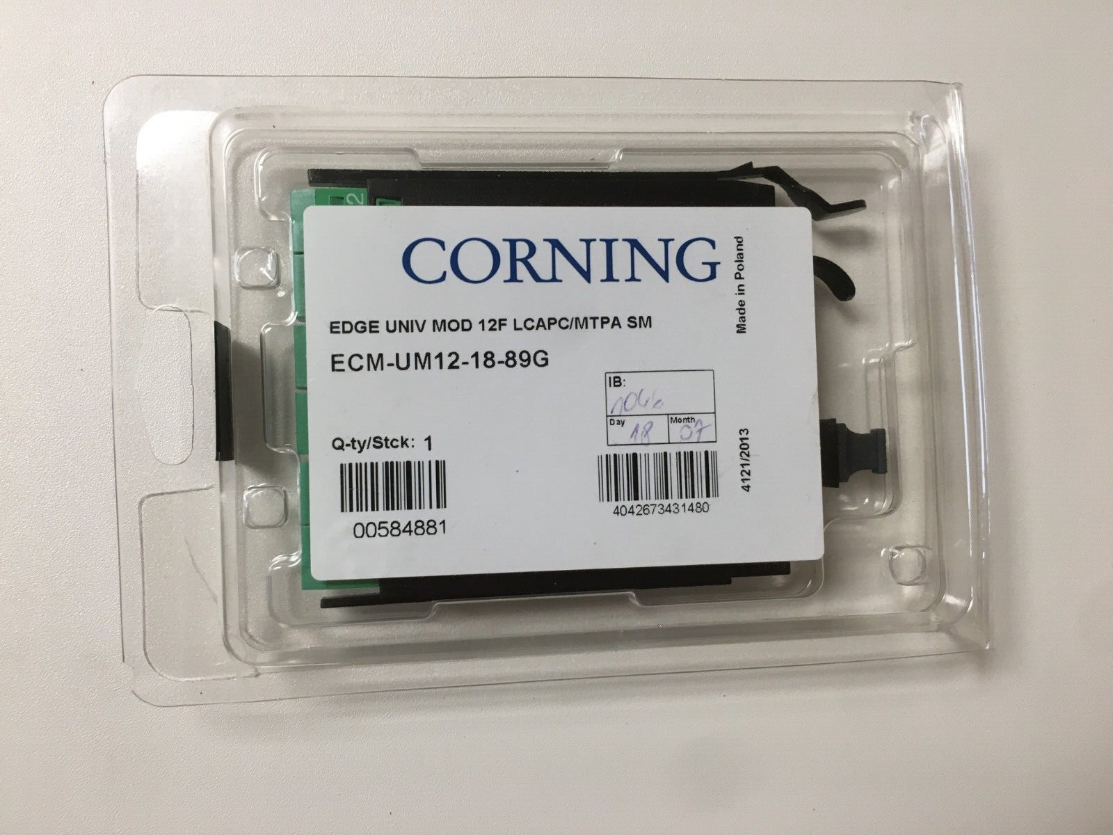 New CORNING ECM-UM12-18-89G  EDGE UNIV MODULE 12F LCAPC/MTPA SM