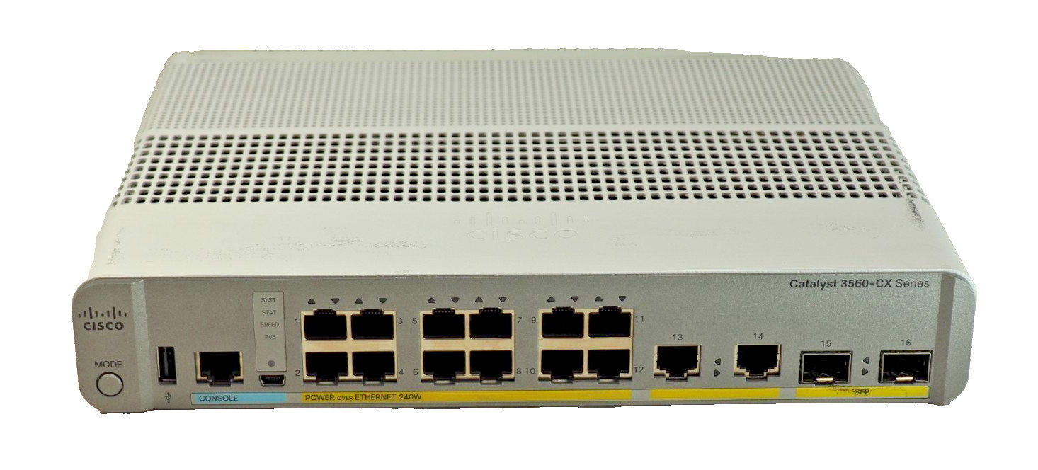 Cisco Catalyst 3560-CX WS-C3560CX-12PC-S 12-Port 240W PoE Ethernet Switch