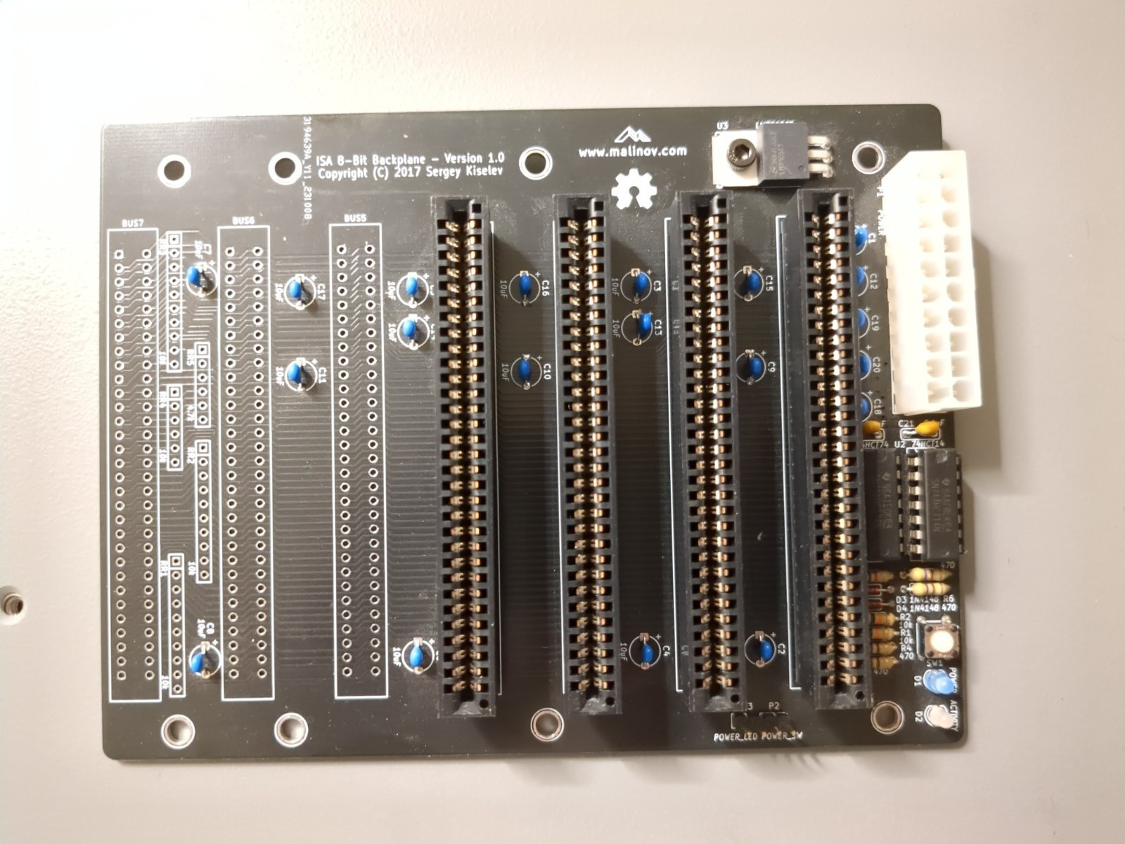 *WORKING* Vintage ISA 8-bit Backplane w/ Front Panel