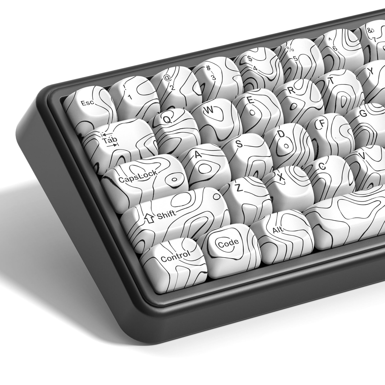 129 PCS White Topographic Keycap Set MOA Profile PBT Custom Mechanical Board