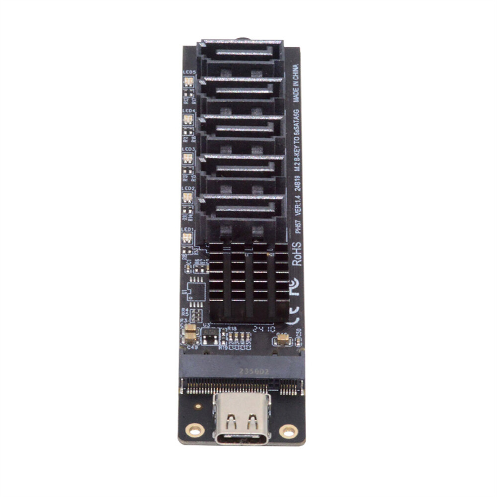 Cablecy 10Gbps USB-C Type-C to NGFF Key B+M SATA 6Gbps 5 Ports Adapter Converter