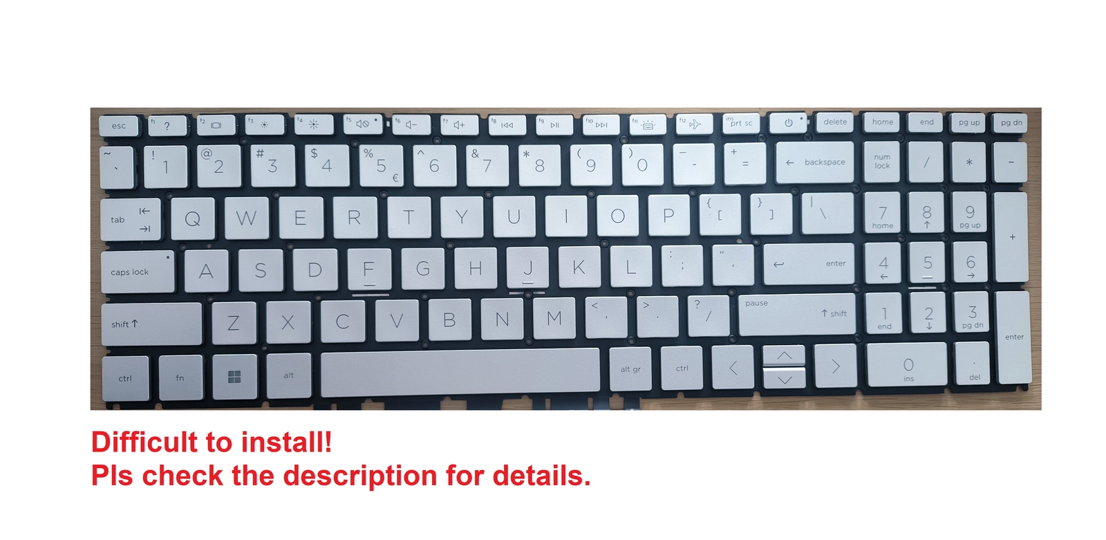 Original US Silver Backlit Keyboard for HP Pavilion 15-eg0077nr