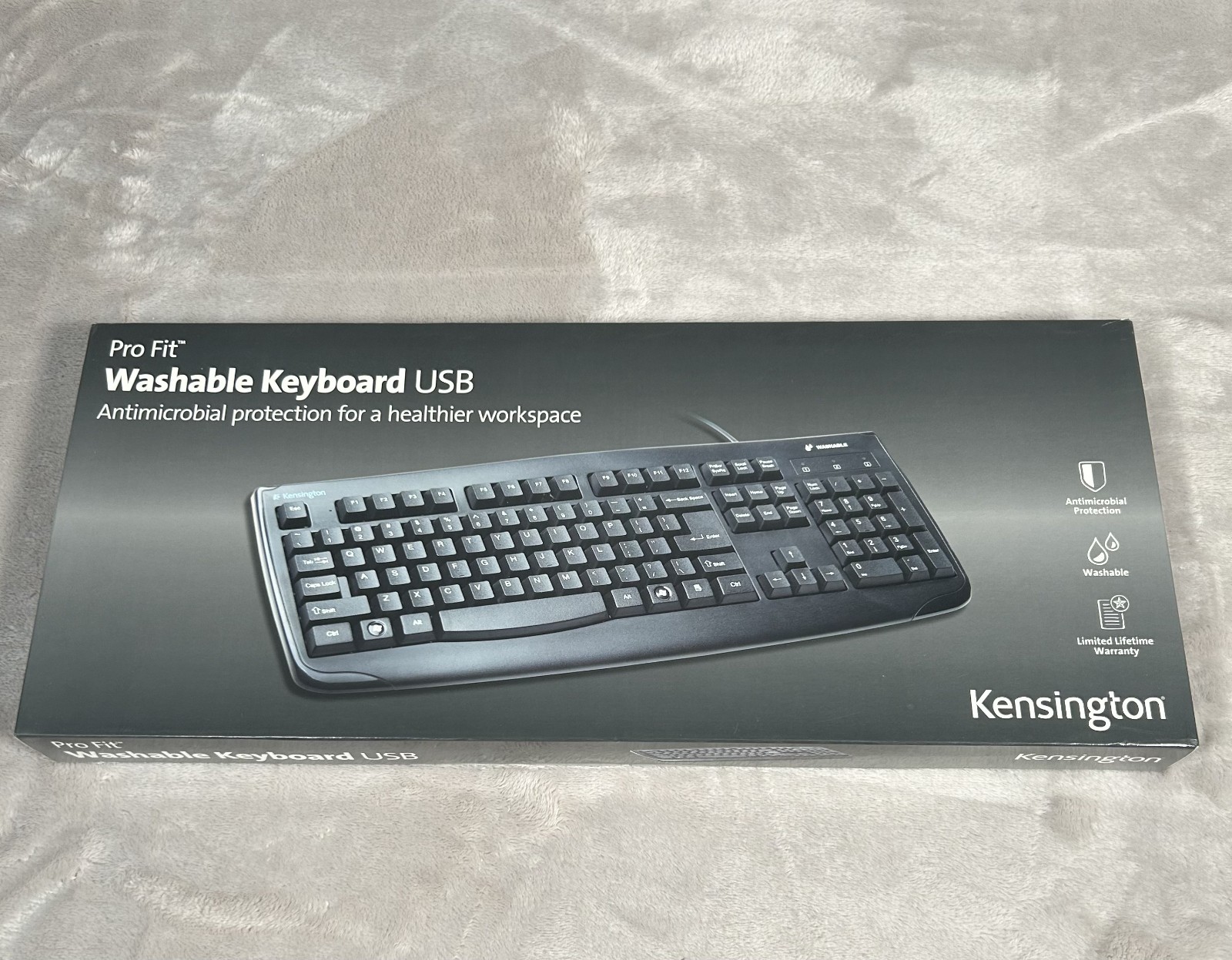 New - Kensington Pro Fit USB Wired Washable Computer Keyboard Black (K64407) NIB