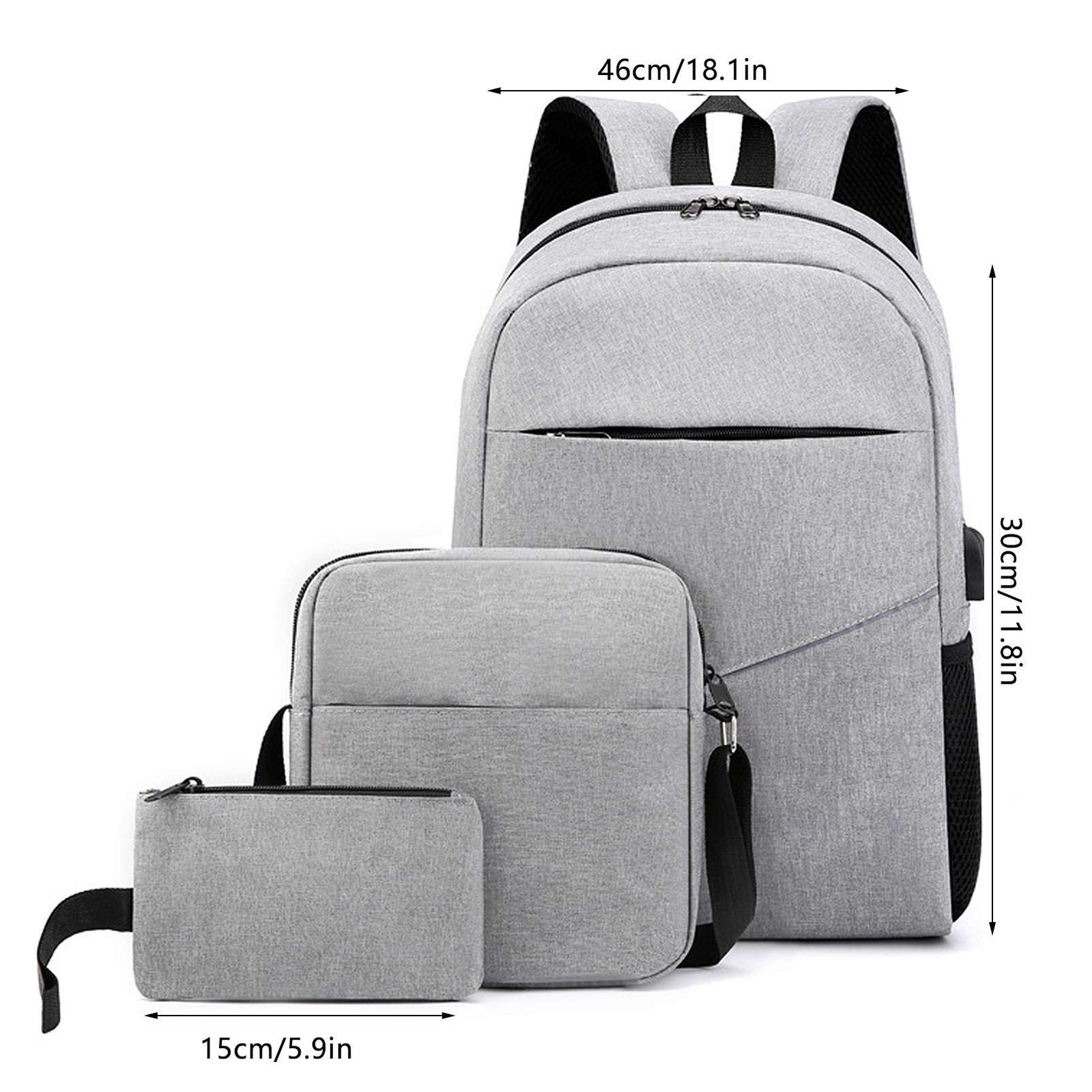 3pcs Backpack Set Women Men Laptop Backpack Shoulder Bag Small Pocket For T SPSV