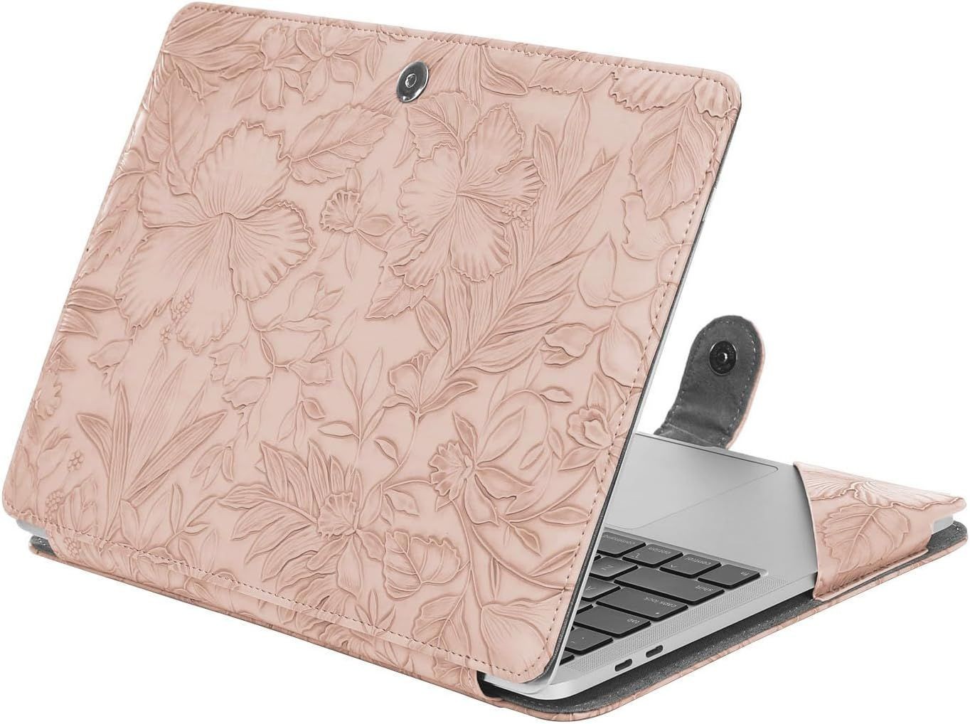 Protective Stand Cover for PU Leather Sleeve Case with Embossed Hibiscus Portfol