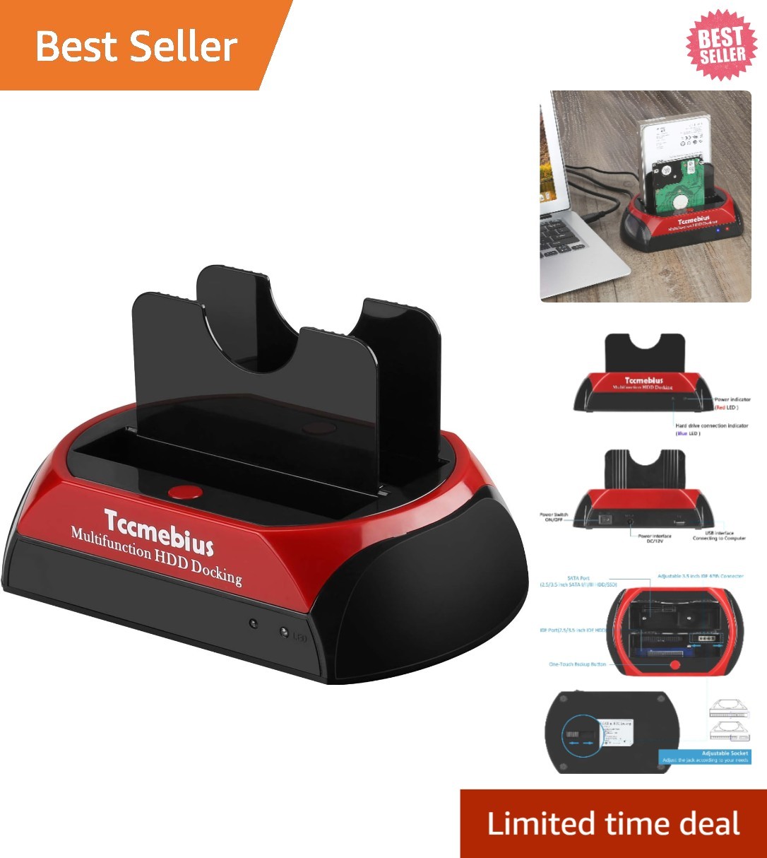TCC-S867 USB 2.0 Hard Drive Docking Station - One-Touch Backup & Multi-OS