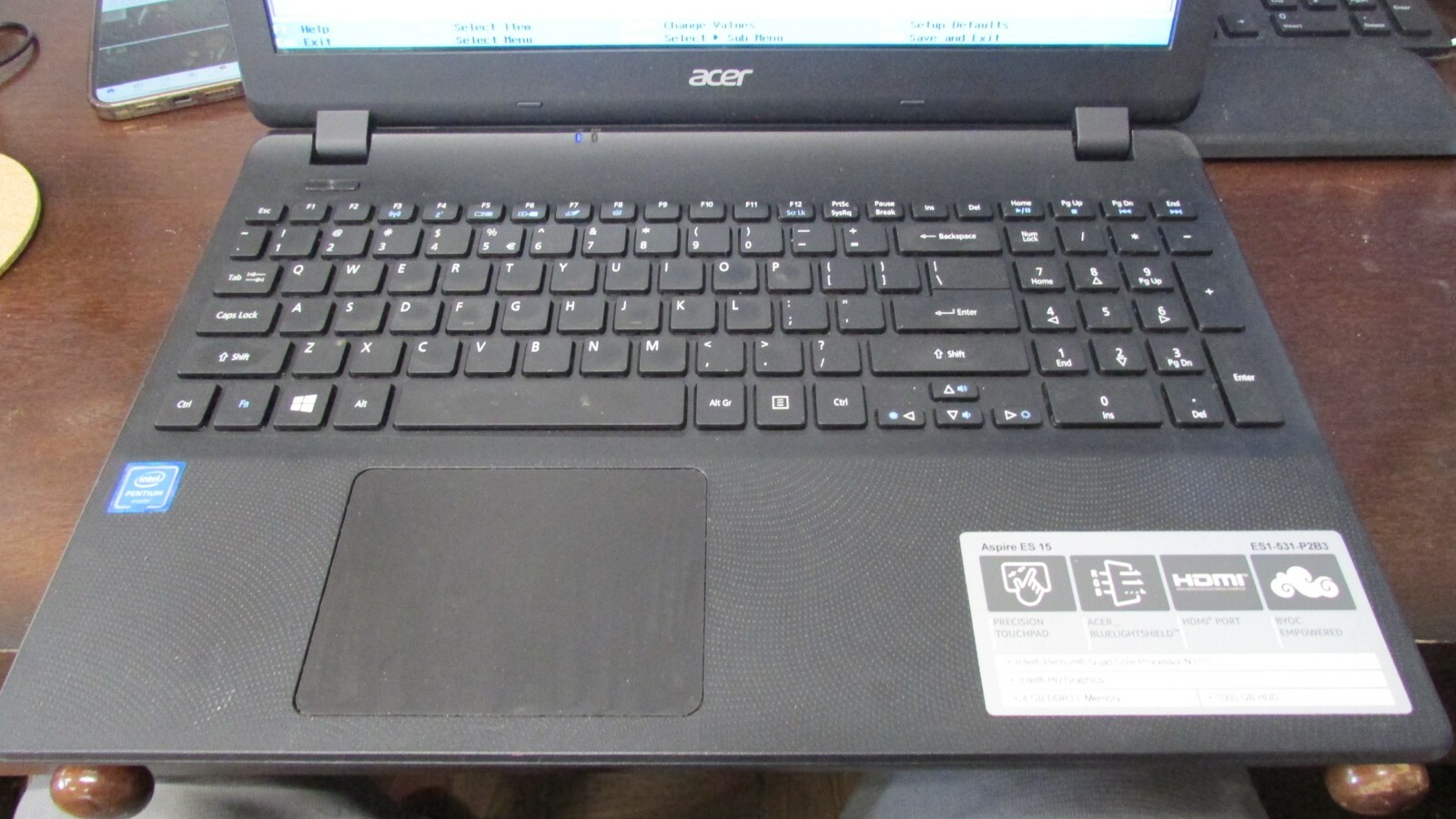 acer aspire es1-531 laptop KEYBOARD ISSUES Intel n3710 4GB ram 1TB HDD AS IS 