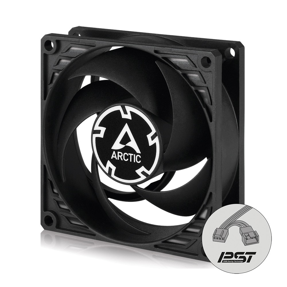 ARCTIC P8 PWM PST CO (Black) 80 mm Case Fan Continous Operation Computer PC