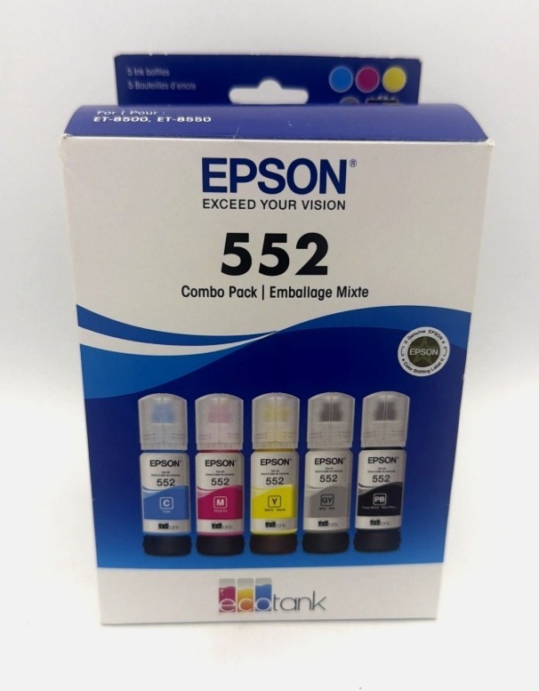 Genuine Epson T552 High Yield Ink Cartridge 5-Pack CMY Photo Black Gray OEM