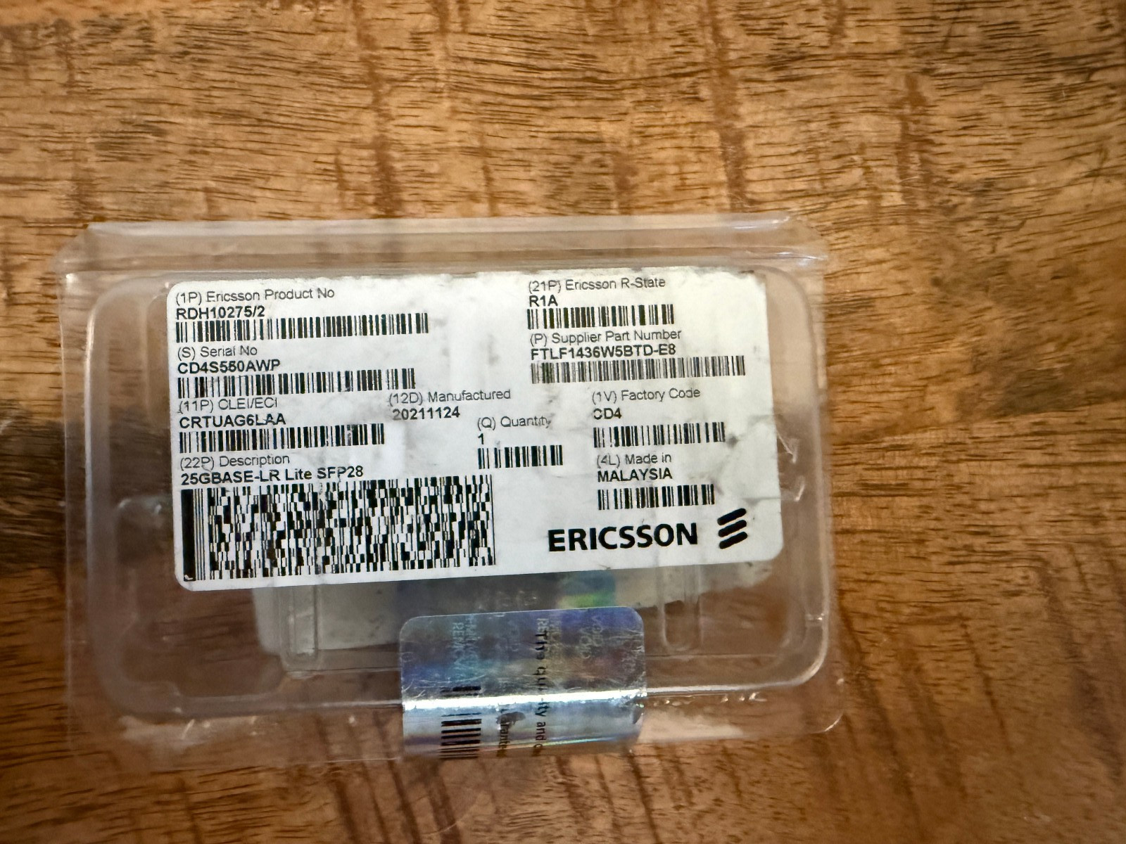 Ericsson RDH 102 75/2 SFP / 25GBASE-LR Lite SFP28