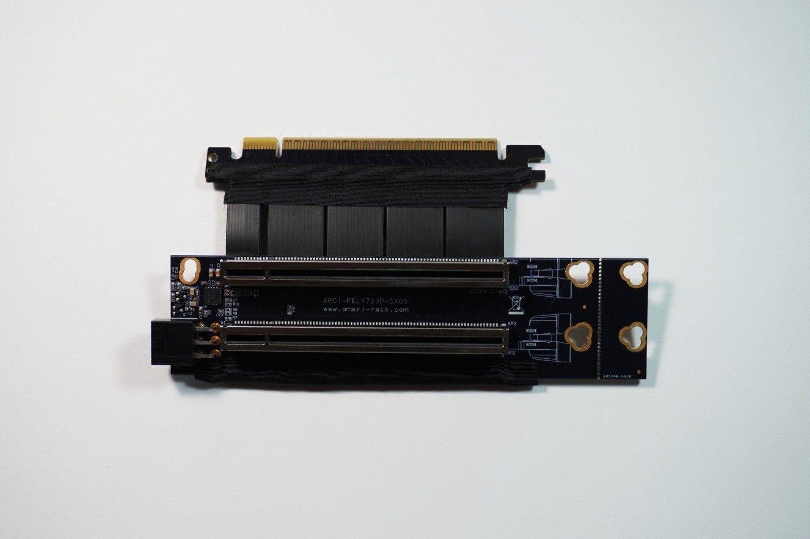 1U Dual PCI Express PCIE 5.0 Gen5 x16 Bifurcated Riser Card with Flex Cable
