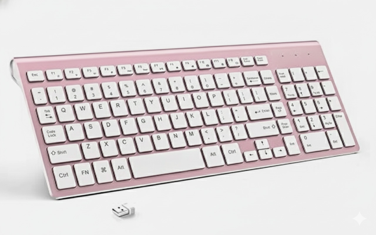JOYACCESS 2.4G USB Compact and Slim Wireless Keyboard Rose Gold for Laptop/PC
