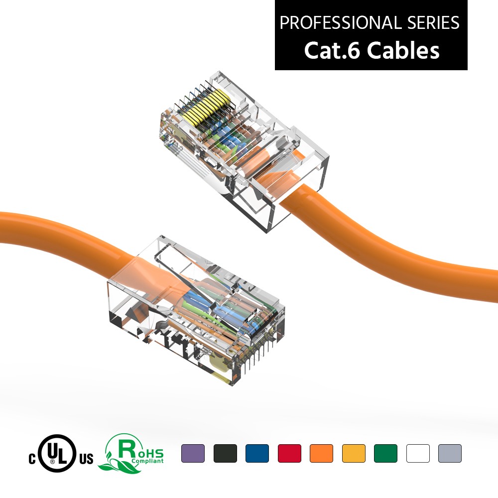 10 Pack of 100Ft CAT6 UTP Ethernet Network Non Booted Cable 15-200 Feet Orange