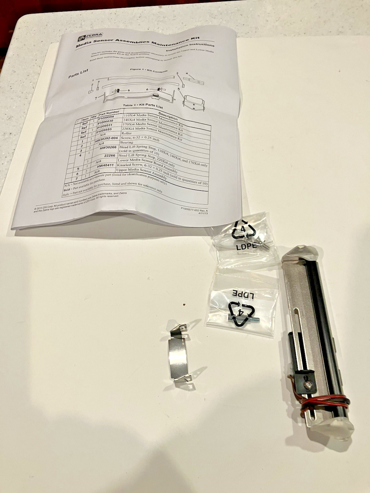 Zebra P1059554 Media Sensor - For Zebra 110Xi4 Thermal Printers - Used