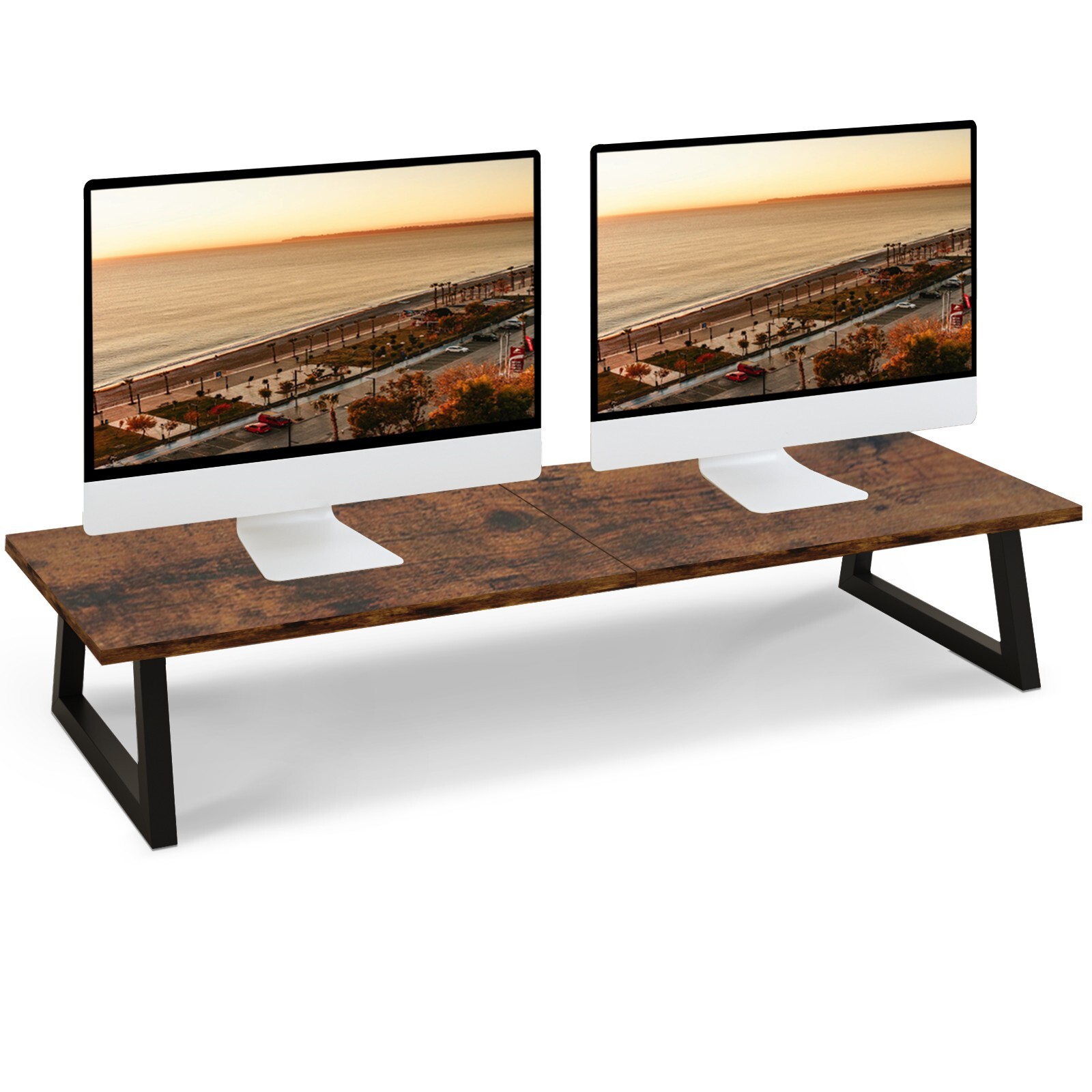 31.5 inch Dual Monitor Stand Riser for Wood & Steel Desktop Riser Organization